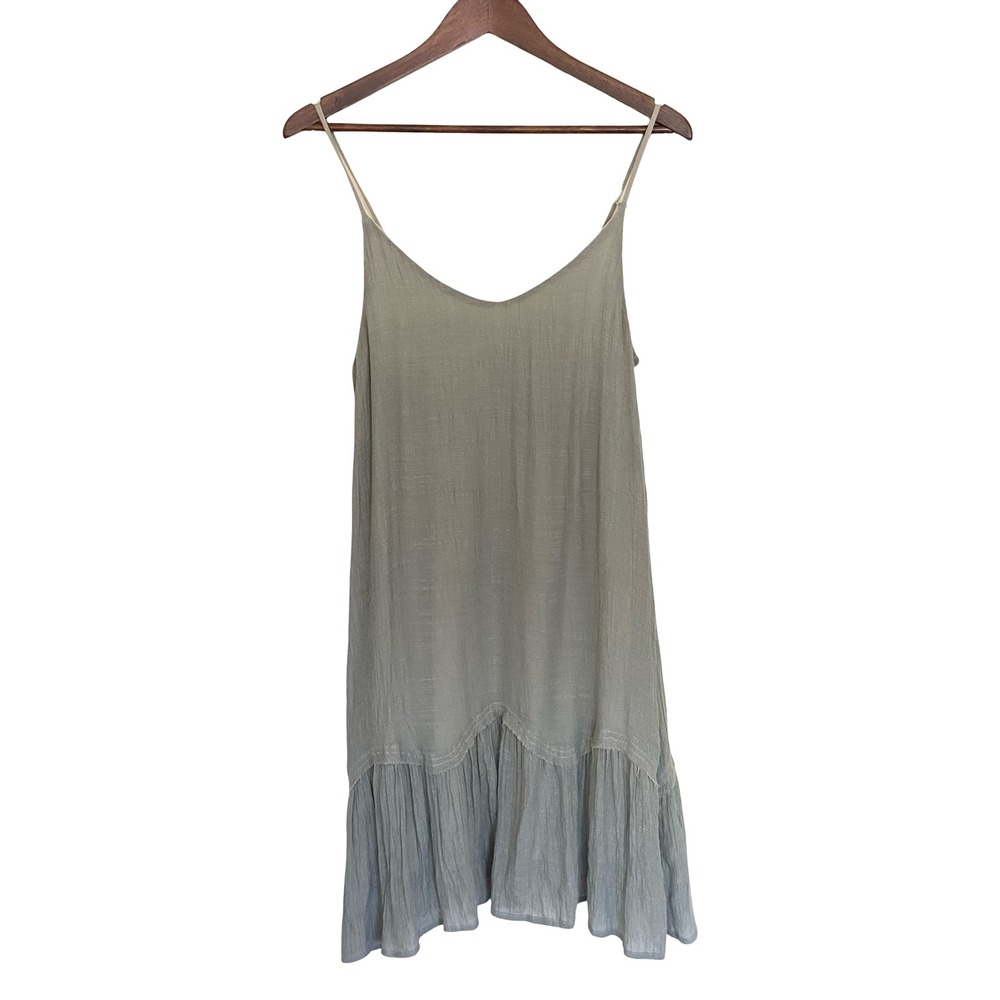 Listicle Sage Green Mini Dress Women's Small Adjustable Strap Flowy Summer